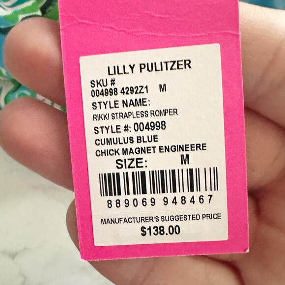 Lilly Pulitzer Rikki Strapless Romper Cumulus Blue Chick Magnet Women’s Size M - Picture 8 of 14
